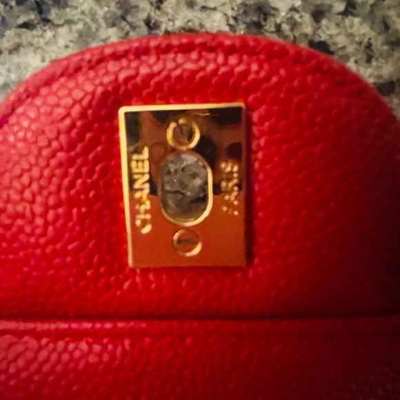 CHANEL JUMBO DOUBLE FLAP RED quilted caviar leather handbag - Picture 11 of 17